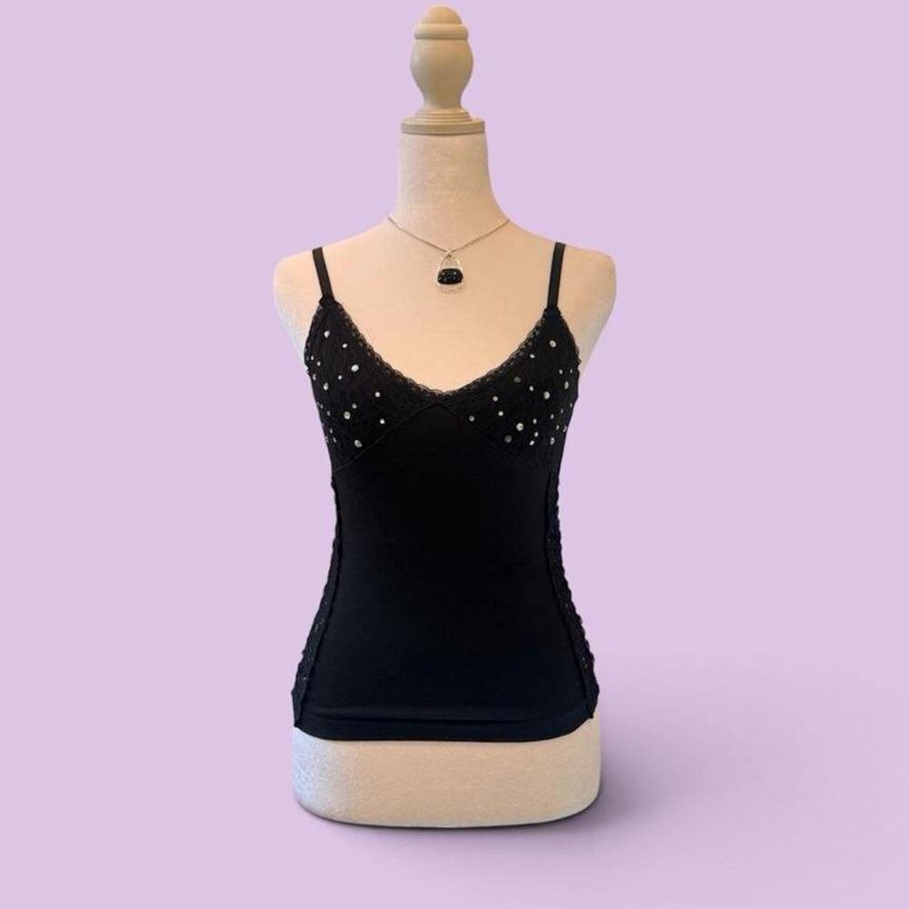 Vintage black rhinestone tank top